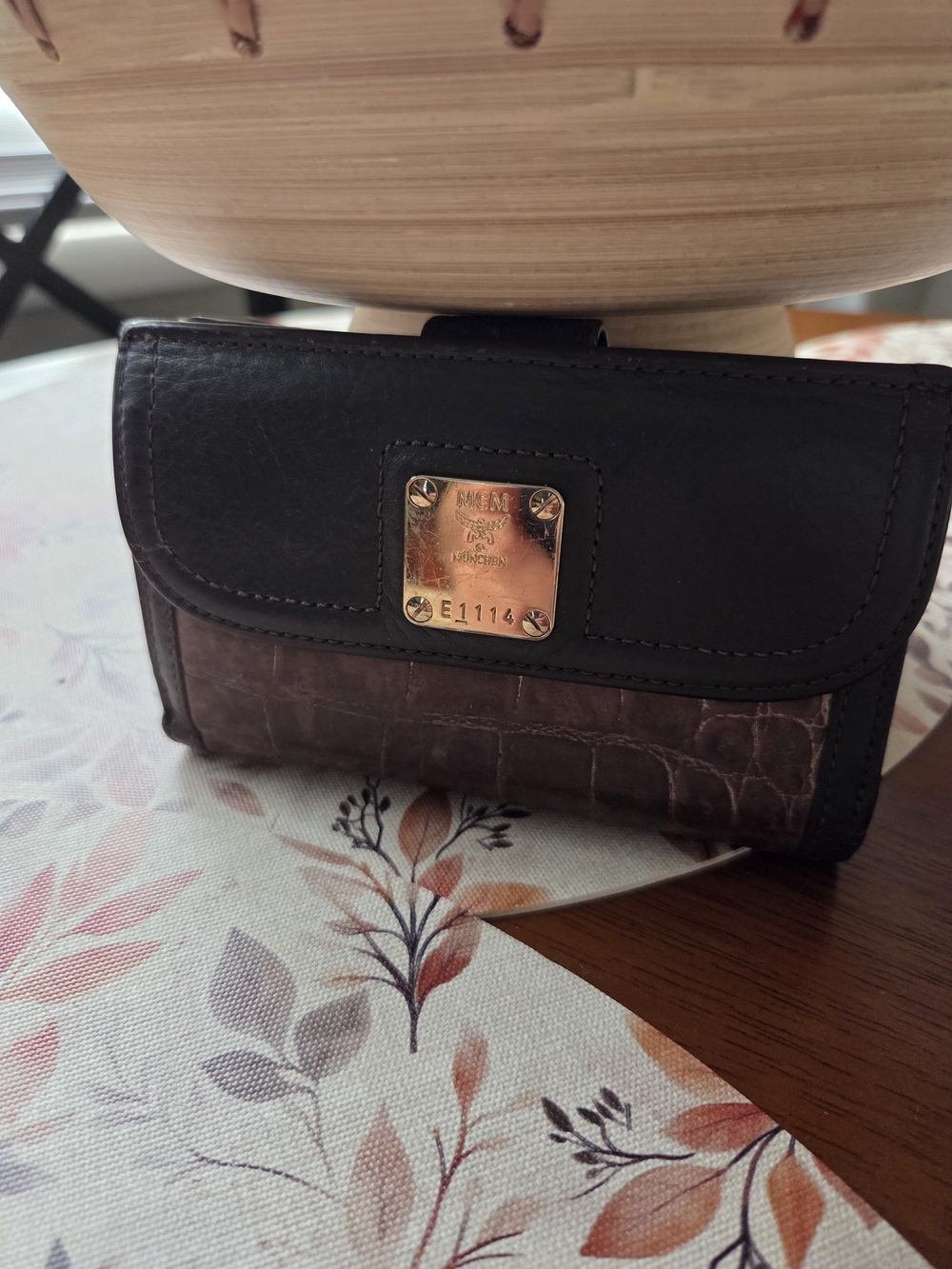MCM Brown Leather Women's Wallet with Gold Accent